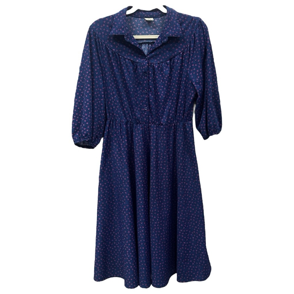 Women’s Vintage 3/4 Sleeve Floral Midi Dress Sz 42(M)